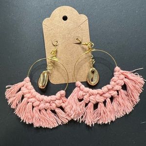 Handmade coastal macrame earrings.